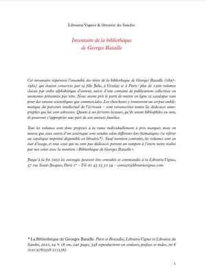 Inventaire de la bibliothèque de Georges Bataille - automne 2022