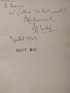 LEIRIS (Michel). | Haut mal.