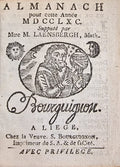 ALMANACH | Almanach pour cette année MDCCLXC [sic] supputé par Mtre M. LaensBergh, Math.