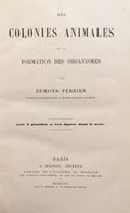 PERRIER (Edmond). | Les colonies animales et la formation des organismes.