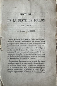 LAMBERT (Gustave). | Histoire de la peste de Toulon en 1721.