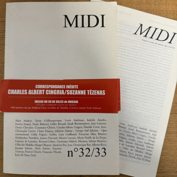 COLLECTIF. | MIDI n° 32-33 (octobre 2010) + supplément et CD de Gilles de Obaldia.