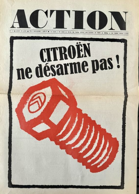 ACTION | Action n° 14, jeudi 20 juin [1968] : Citroën ne désarme pas !