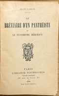 LAHOR (Jean). | Le bréviaire d'un panthéiste et le pessimisme héroïque.