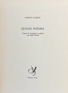 JUARROZ (Roberto). | Quinze poèmes.