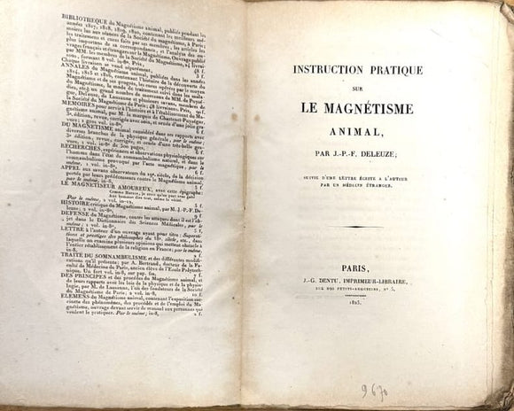DELEUZE (Joseph-Philippe-François). | Instruction pratique sur le magnétisme animal.