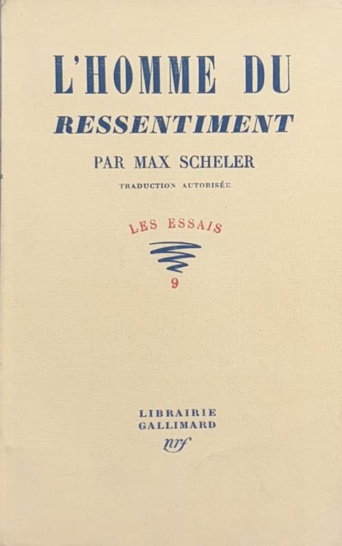 SCHELER (Max). | L'homme du ressentiment. Traduction autorisée.