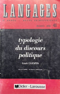GUESPIN (Louis). | Typologie du discours politique. Langages n° 41 (mars 1976).