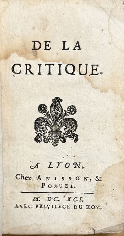 SAINT-REAL (César de) | De la critique.