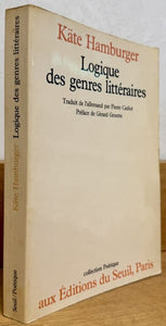 HAMBURGER (Käte). | Logique des genres littéraires.