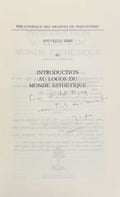 GARELLI (Jacques). | Introduction au logos du monde esthétique. De la Chôra platonicienne au schématisme transcendantal et à l'expérience phénoménologique de l'être-au-monde.