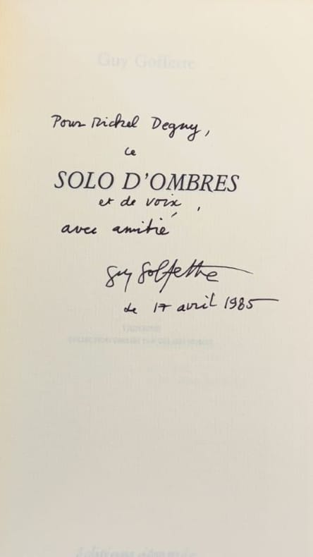 GOFFETTE (Guy). | Solo d'ombres.