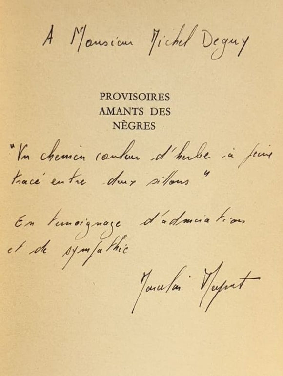 PLEYNET (Marcelin). | Provisoires amants des nègres : poésies.