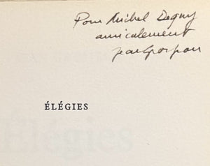 GROSJEAN (Jean). | Elégies.