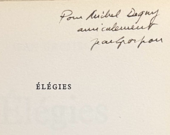 GROSJEAN (Jean). | Elégies.