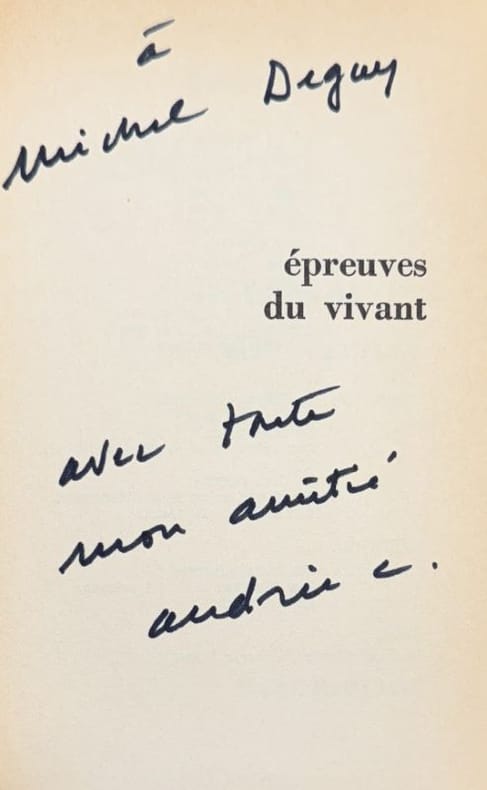 CHEDID (Andrée). | Epreuves du vivant.