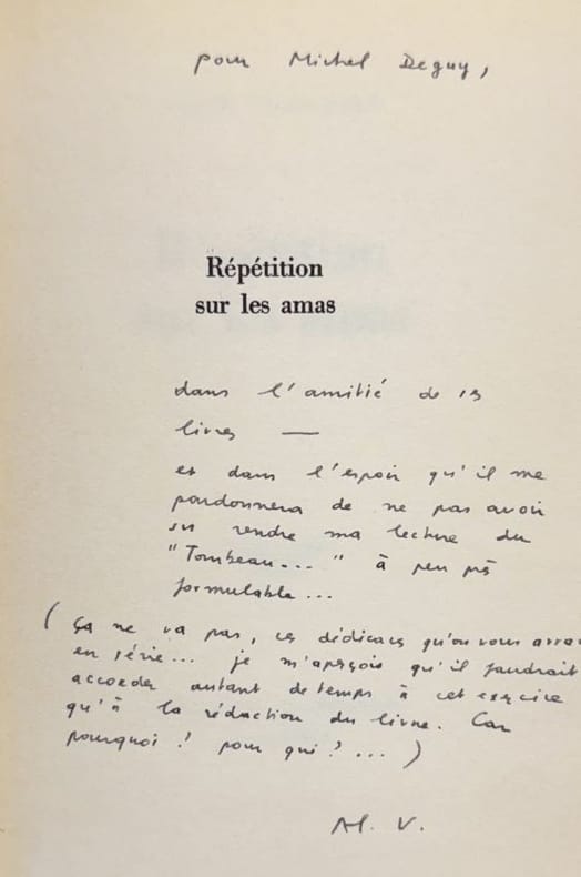 VEINSTEIN (Alain). | Répétition sur les amas.