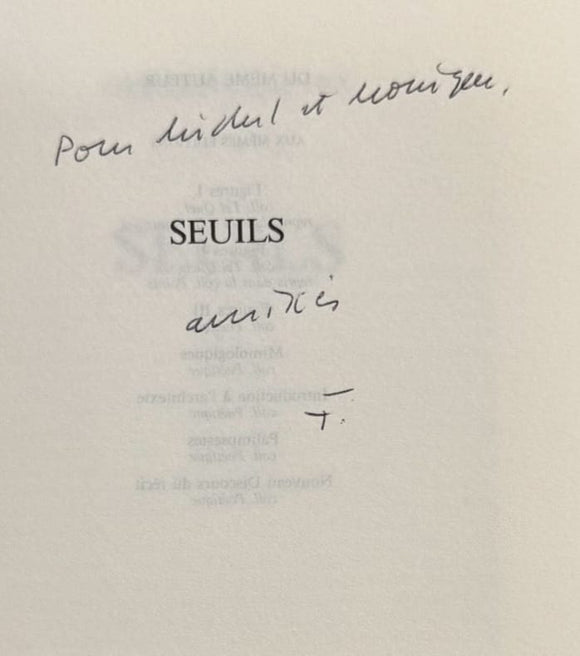 GENETTE (Gérard). | Seuils.