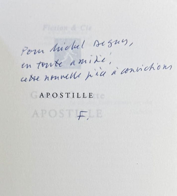 GENETTE (Gérard). | Apostille.