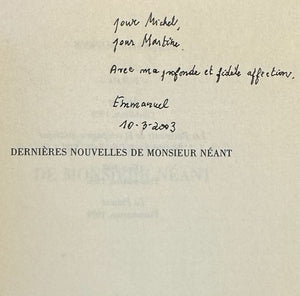 MOSES (Emmanuel). | Dernières nouvelles de monsieur Néant.