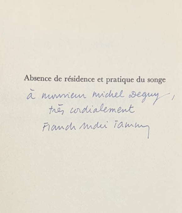 JAMME (Franck André). | Absence de résidence et pratique du songe.