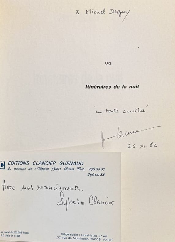 LESCURE (Jean). | Itinéraires de la nuit.