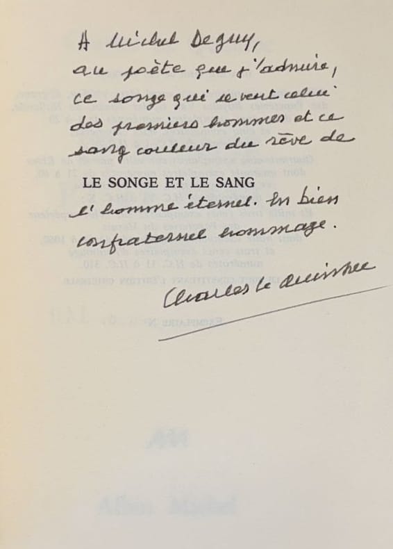 LE QUINTREC (Charles). | Le songe et le sang. Poèmes.