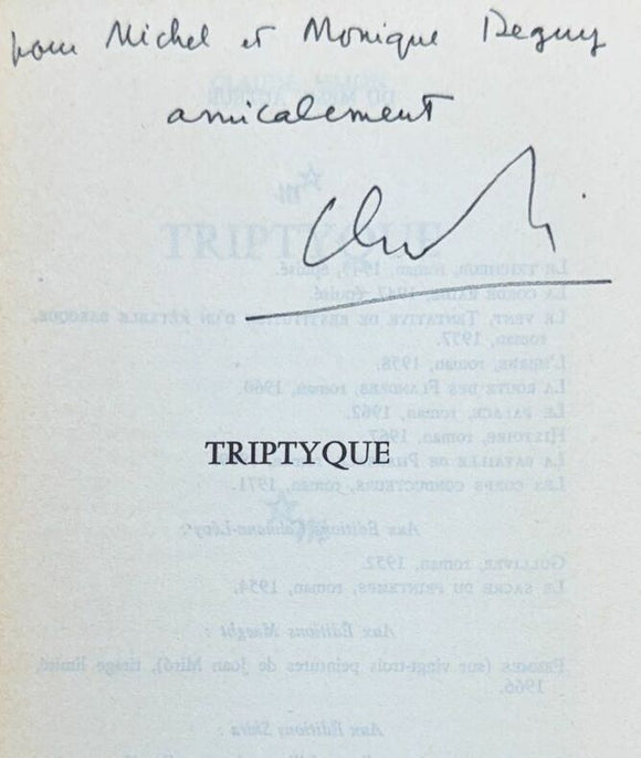 SIMON (Claude). | Triptyque. Roman.