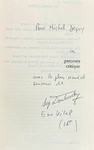 DOUBROVSKY (Serge). | Parcours critique. Essais.