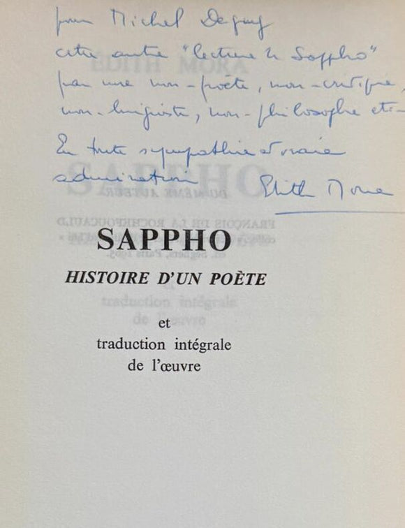 SAPPHO MORA (Edith). | Sappho. Histoire d'un poète et traduction intégrale de l'oeuvre.
