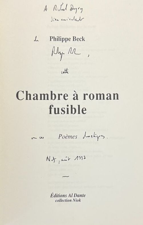 BECK (Philippe). | Chambre à roman fusible : poèmes.