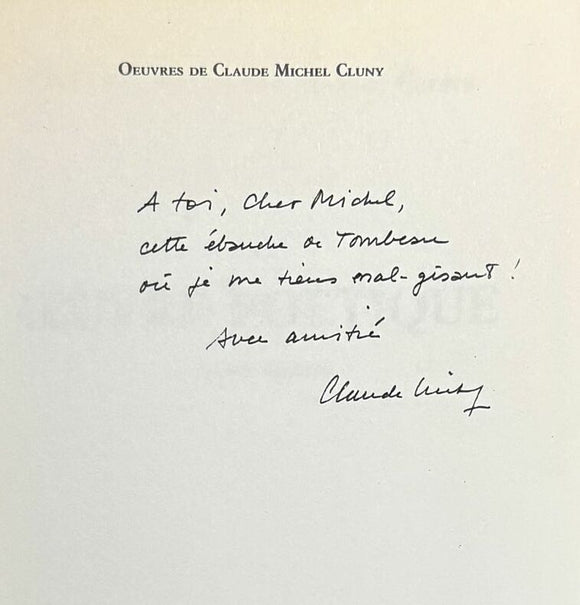 CLUNY (Claude Michel). | Oeuvre poétique.