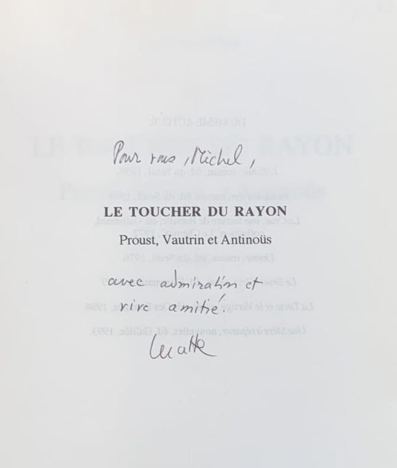 FINAS (Lucette). | Le Toucher du rayon. Proust, Vautrin et Antinoüs.