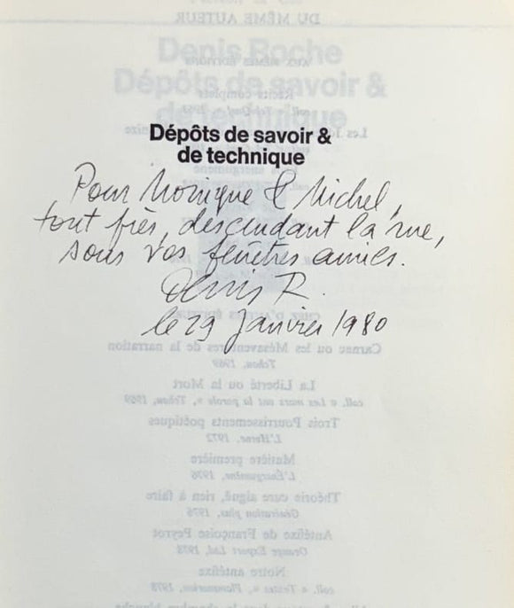 ROCHE (Denis). | Dépôts de savoir & de technique.