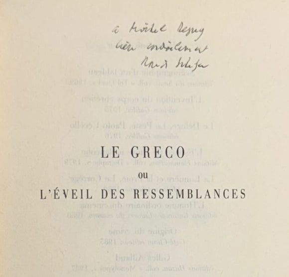 SCHEFER (Jean-Louis). | Le Greco ou L'éveil des ressemblances.