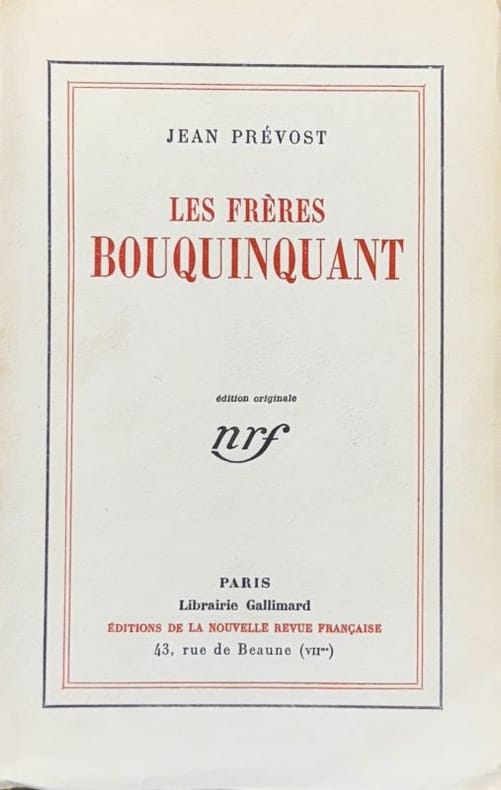 PREVOST (Jean). | Les Frères Bouquinquant.