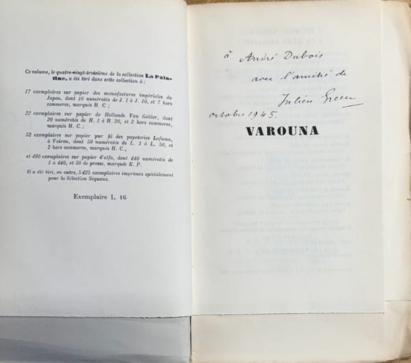 GREEN (Julien). | Varouna.