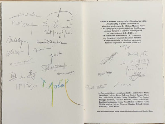 COLLECTIF. | Manière et mémoire. XX ans, 1992-2012.