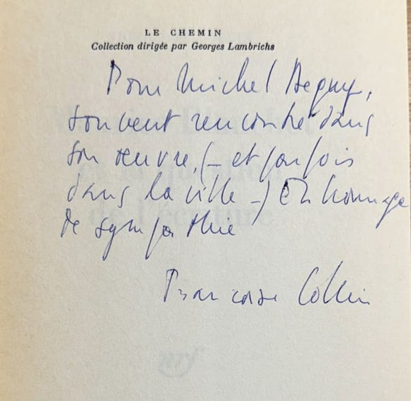 BLANCHOT (Maurice) COLLIN (Françoise). | Maurice Blanchot et la question de l'écriture. Essai.