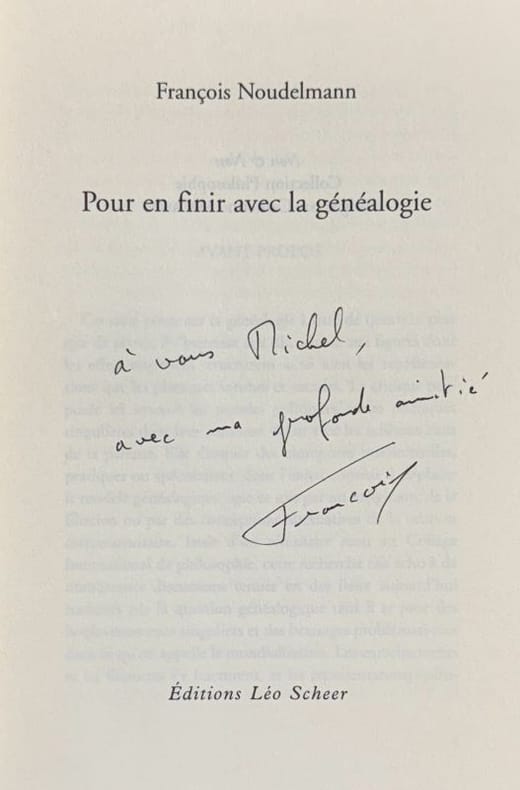 NOUDELMANN (François). | Pour en finir avec la généalogie.