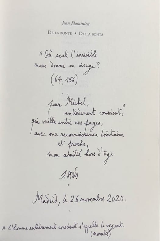 FLAMINIEN (Jean). | Della bontà. De la bonté. Frammenti.