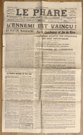 ARMISTICE DE 1918 | L'ennemi est vaincu ! Le Phare de la Loire, de Bretagne et de Vendée, 103e année, n° 32.371, mardi 12 novembre 1918. Edition du matin.