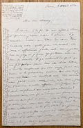 RENAN (Ernest). | Lettre autographe signée à Alfred Maury (4 pages sur un bi-feuillet in-8, Rome, 9 avril 1850).