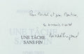 PINGAUD (Bernard). | Une tâche sans fin. Mémoires (1940-2008).