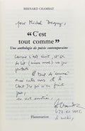 CHAMBAZ (Bernard). | C'est tout comme. Une anthologie de poésie contemporaine.