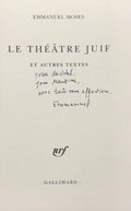 MOSES (Emmanuel). | Le théâtre juif et autres textes.
