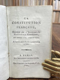 La Constitution Française, décrétée par l'Assemblée Nationale constituante, aux année 1789, 1790, 1791  ; acceptée par le Roi le 14 septembre 1791.