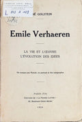 VERHAEREN (Emile) GOLSTEIN (René). | Emile Verhaeren : la vie et l'oeuvre, l'évolution des idées.