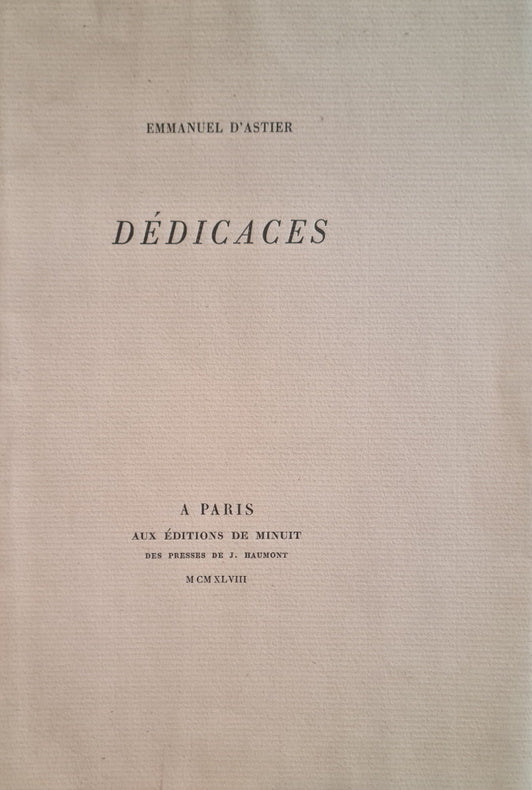 ASTIER (Emmanuel d'). | Dédicaces.