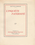 SCHLUMBERGER (Jean). | L'inquiète paternité.